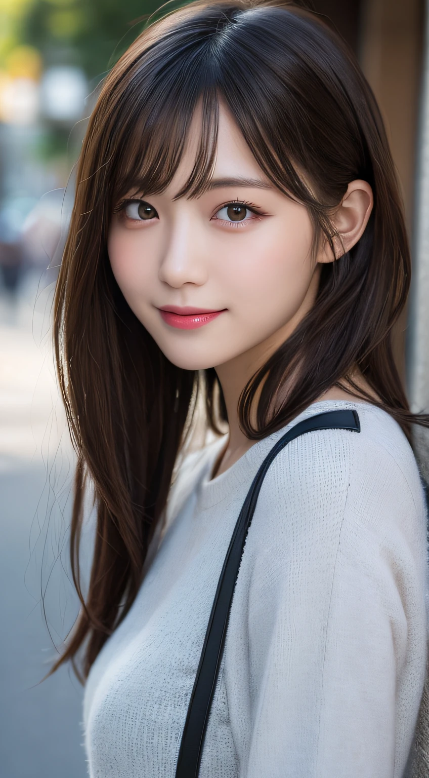 masuterpiece, Best Quality, Illustration, Ultra-detailed, finely detail, hight resolution, 8K Wallpaper, Perfect dynamic composition, Beautiful detailed eyes, doress,Medium Hair, Natural Color Lip, Random and sexy poses,Smile,Aoyama Street Walk、28 years girl