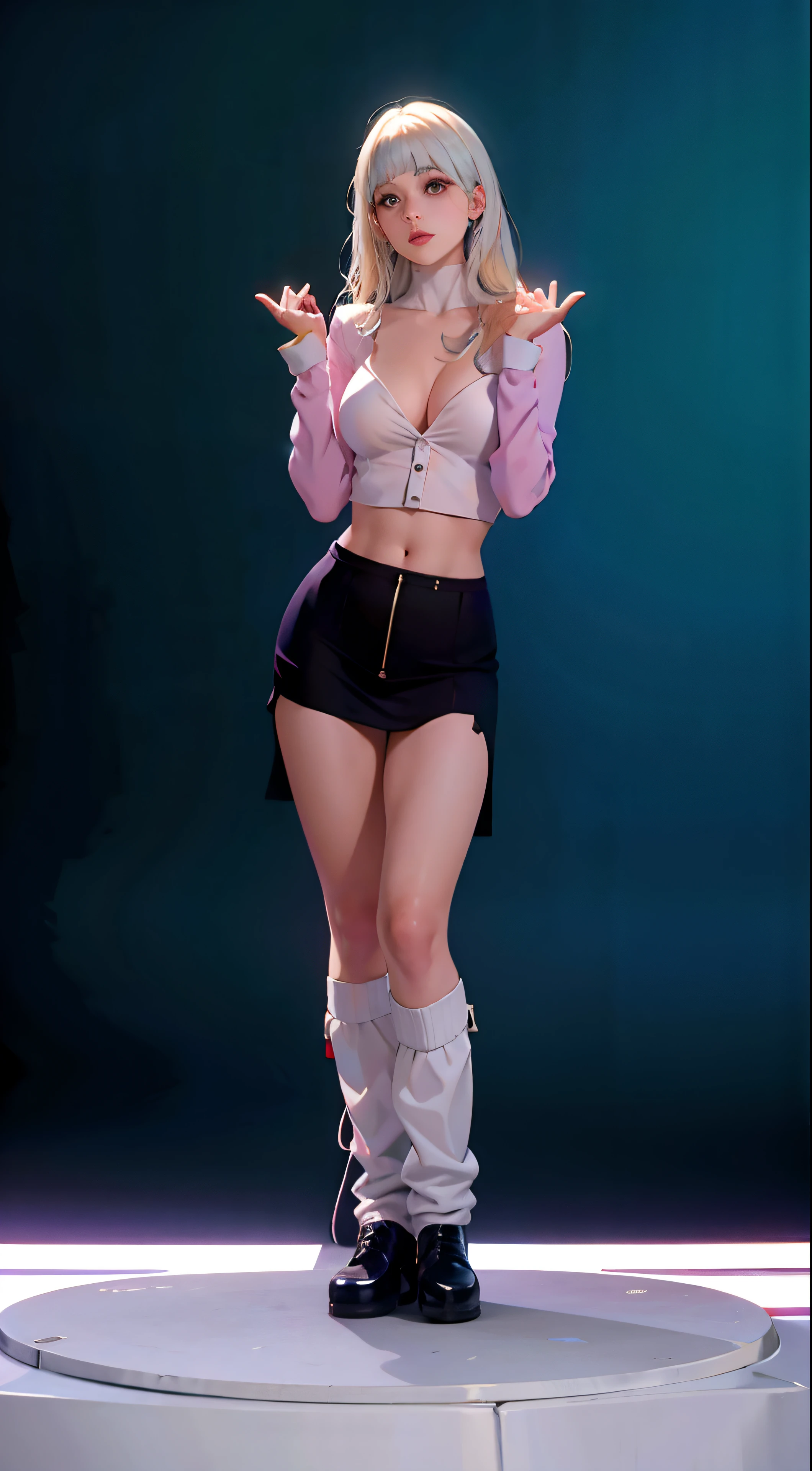 Mujer Araffe con falda corta y botas posando para una foto, Outfit muy sexy, Ava Max, Traje sexy, muslos y falda, Hermosa Delphine, Betty Cooper, pose casual, Anime Girl Cosplay, Alexa Gracia, Amouranth, joven hermosa Amouranth, Anime Barbie en Medias Blancas, full body photoshoot, Llevar un sexy top recortado, Gwen Stacy