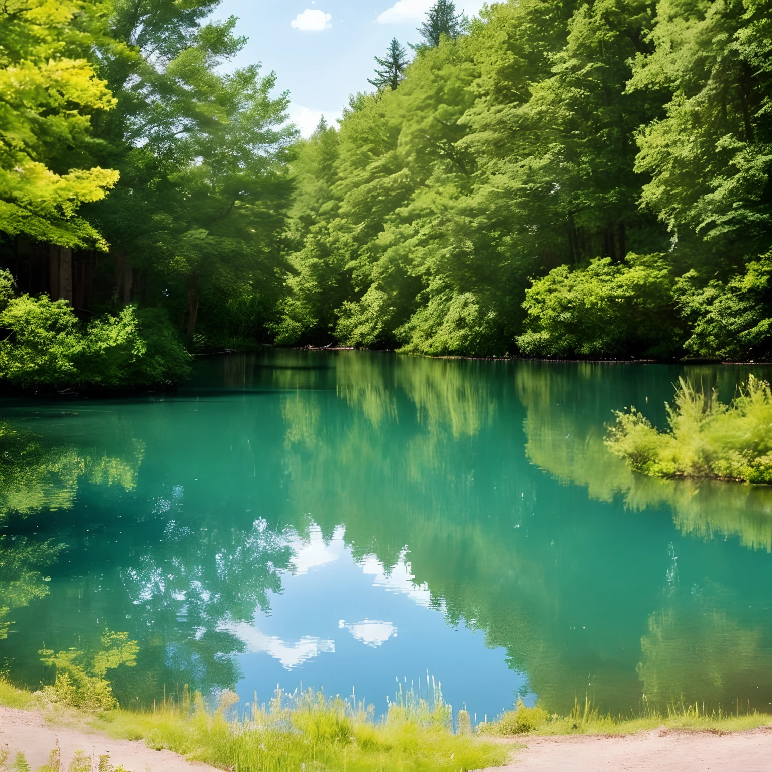 Draw a picture with a small lake