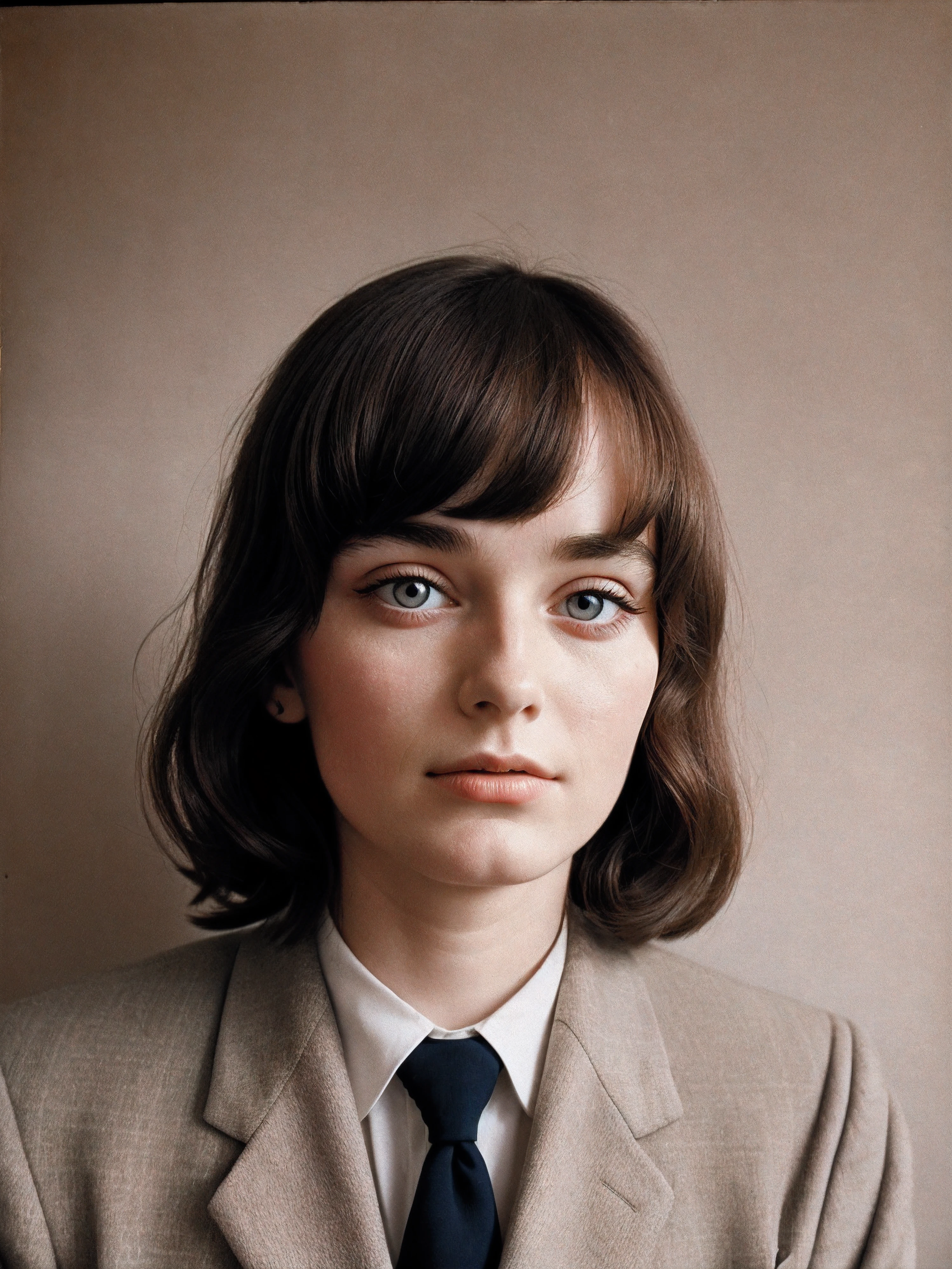 m@rtyf3ldm@n, wearing a suit, vintage portrait photo, 60s london, misaligned eyes