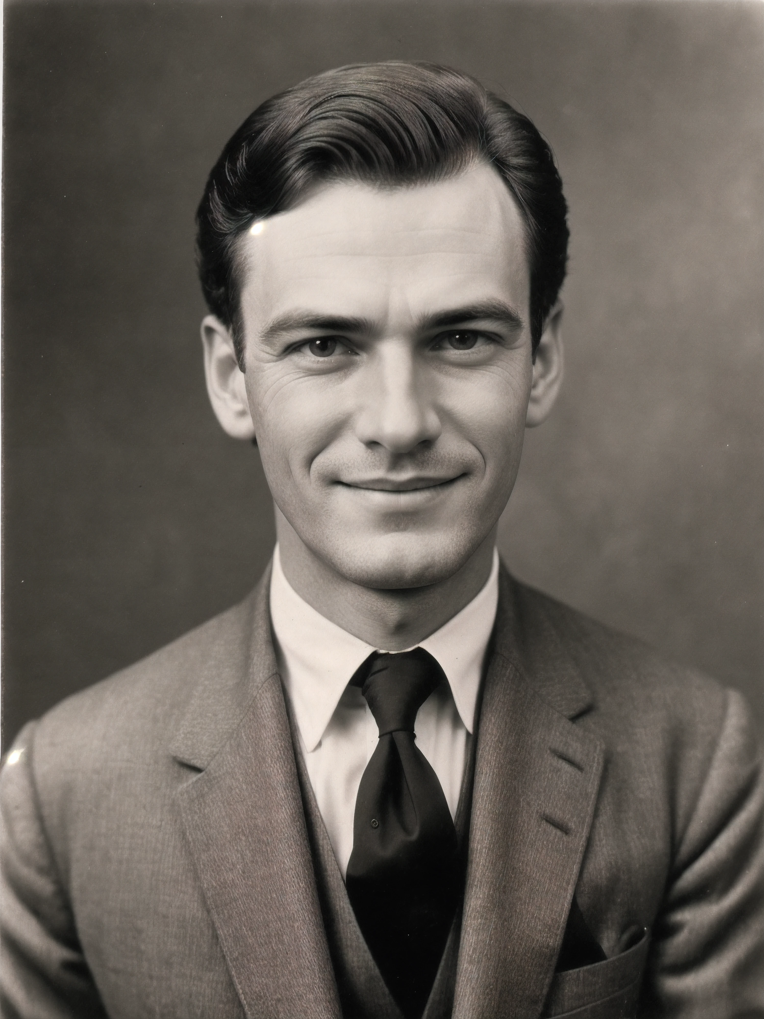 mich@3lc@ine, man wearing a suit, (happy), vintage portrait photo