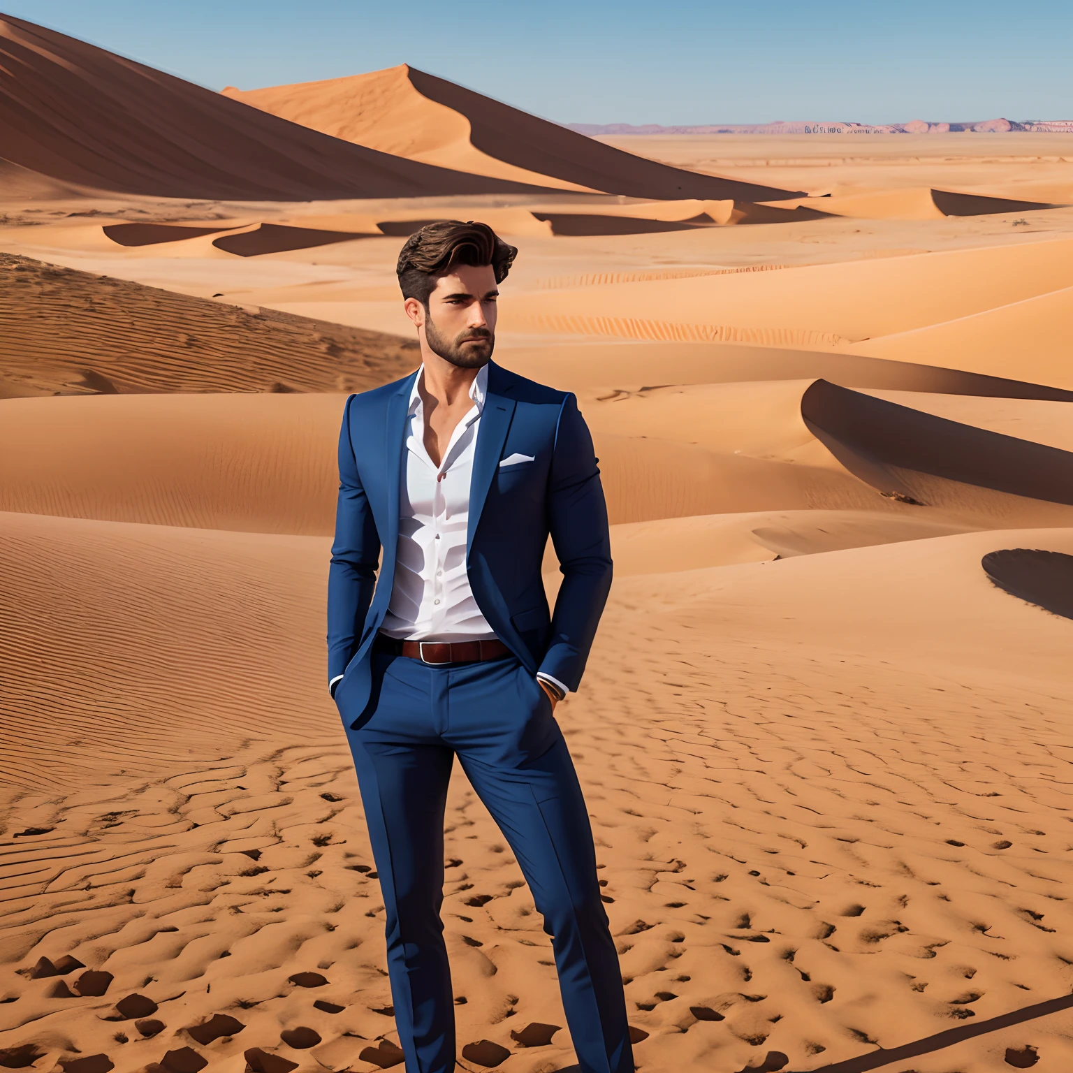 Handsome figure with desert as background