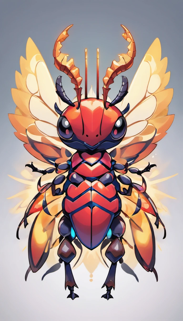 stag beetle fusion with dragon , in stle of drawing