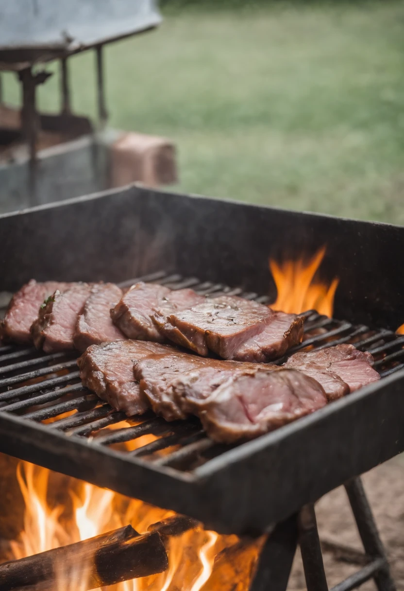 Asado argentino, carne a la parrilla, carne jugosa, caliente,costillas, foto promocional, detalles intrincados, hdr, kinematics, adobe lightroom, muy detallada