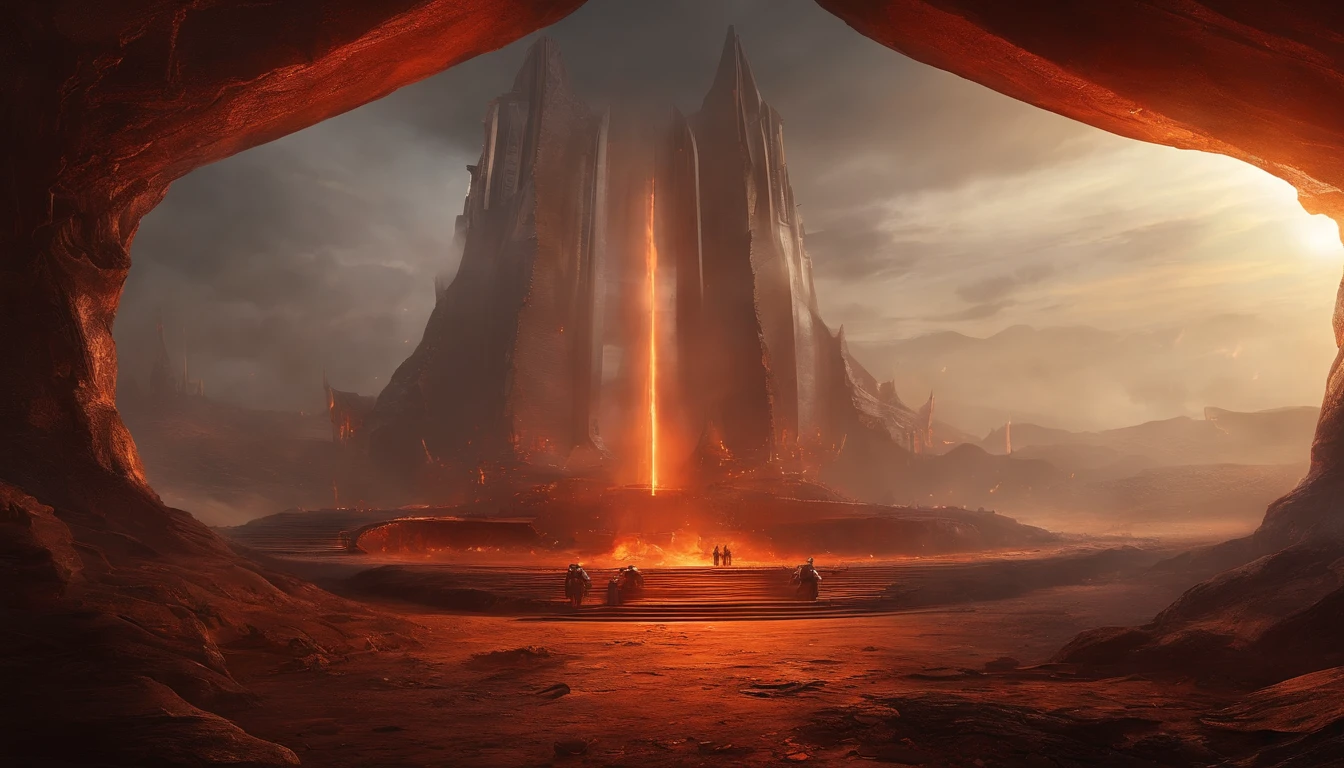 24k,Ultra - Detalhado, Futuristic, Cyberpunk, futuro, paisagem infernal, O fundo do inferno, A batalha final no inferno, apocalyptic landscape!!!!!, Mustafar, Infernal ruins, ! apocalyptic landscape!!, Soberbo D & D A Arte do Sol Escuro, Portal para o inferno, Portal para o inferno, Resgate do Submundo, sem pessoas!!!!!!
