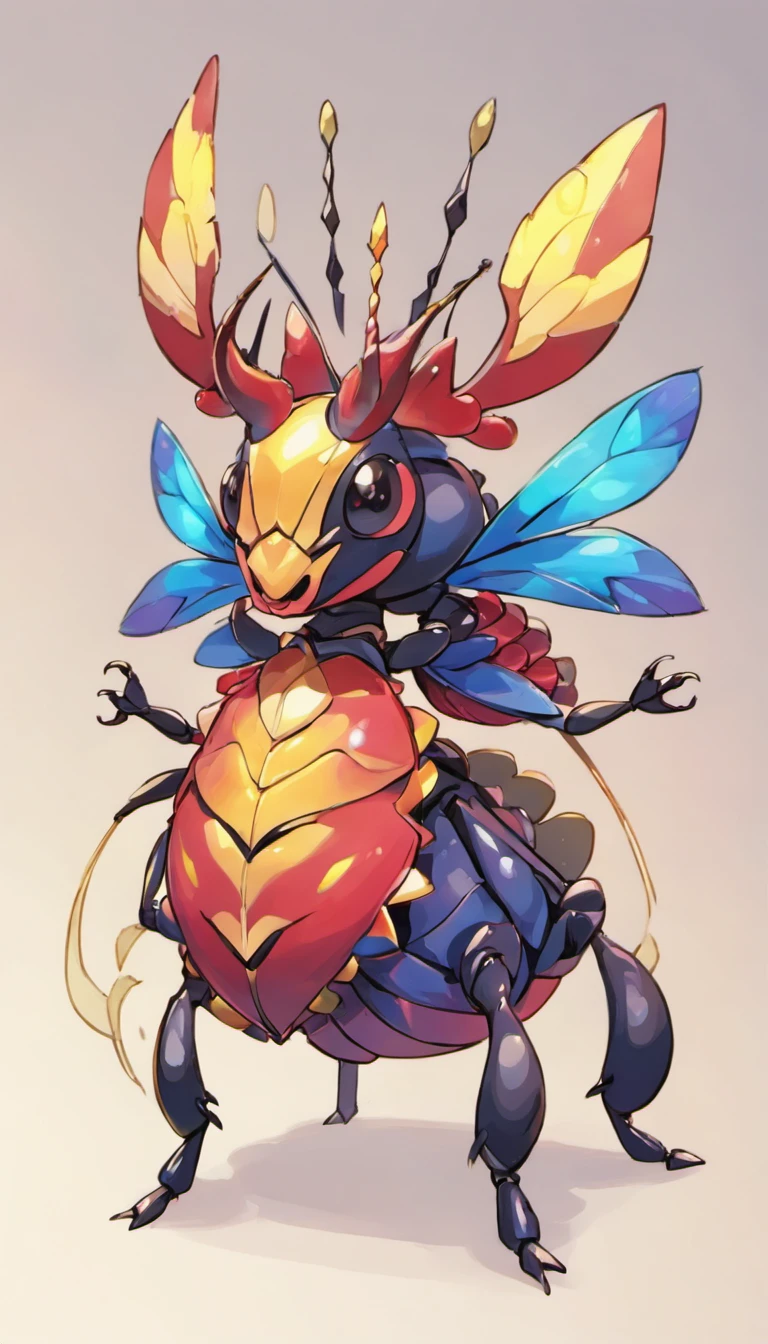 stag beetle fusion with dragon , in stle of drawing