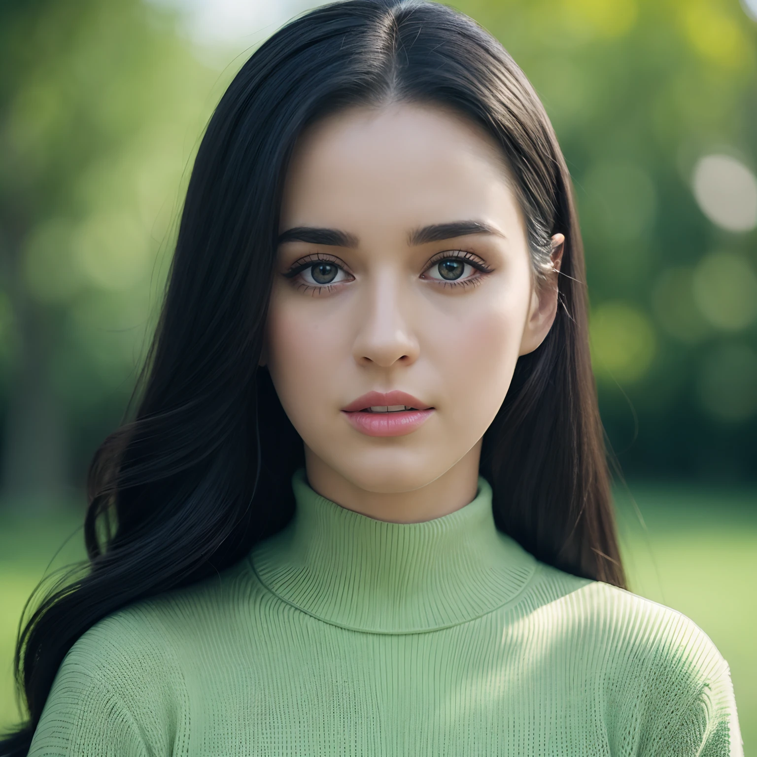 Katy Perry in a sweater, Portrait, Beautiful face, pretty eyes, outside, Portrait, park, green trees, teeth, Eyes open, Ward's award-winning photo, Best quality, Upper body, Jennifer Connelly, nikon d850 film stock photograph 4 kodak 400 camera f1.6 lens rich colors hyper realistic lifelike texture natural lighting trending on artstation cinestill 800, (100mm lens)