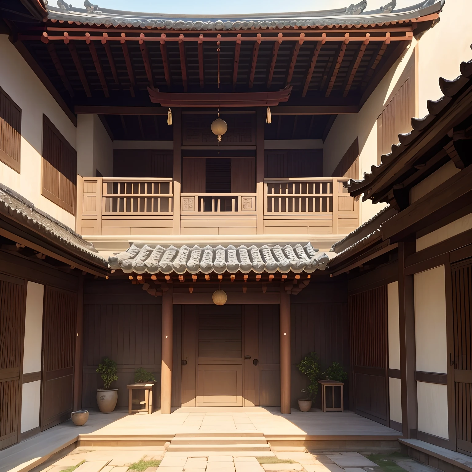 In a Tang Dynasty village, under the roof, children and elders share joy. A tranquil scene unfolds, embodying filial piety, spousal virtue, and national prosperity. Harmonious architecture mirrors the warmth of familial bonds, fostering stability and flourishing communities.