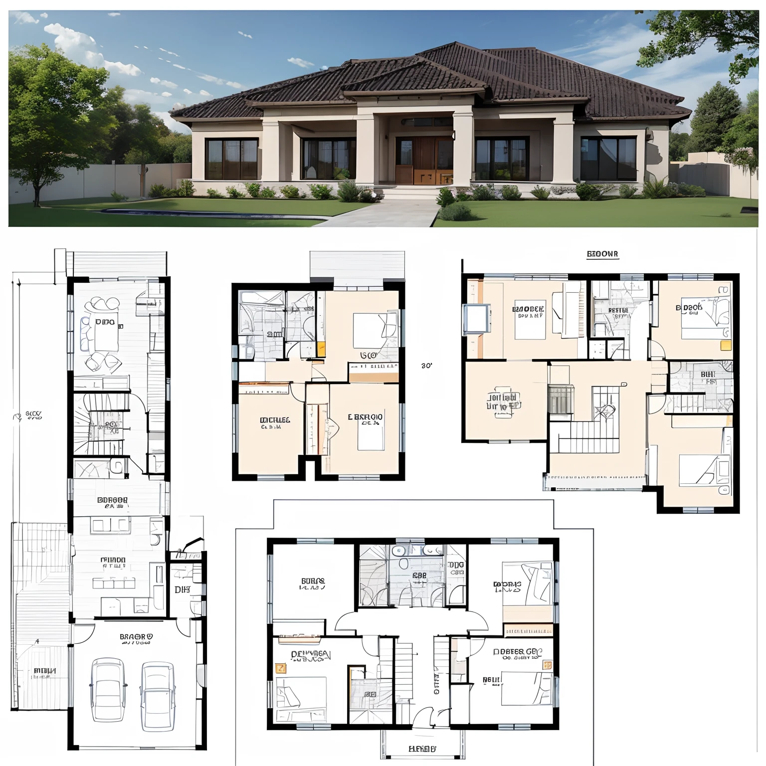 Architectural blueprints，A small two-storey villa