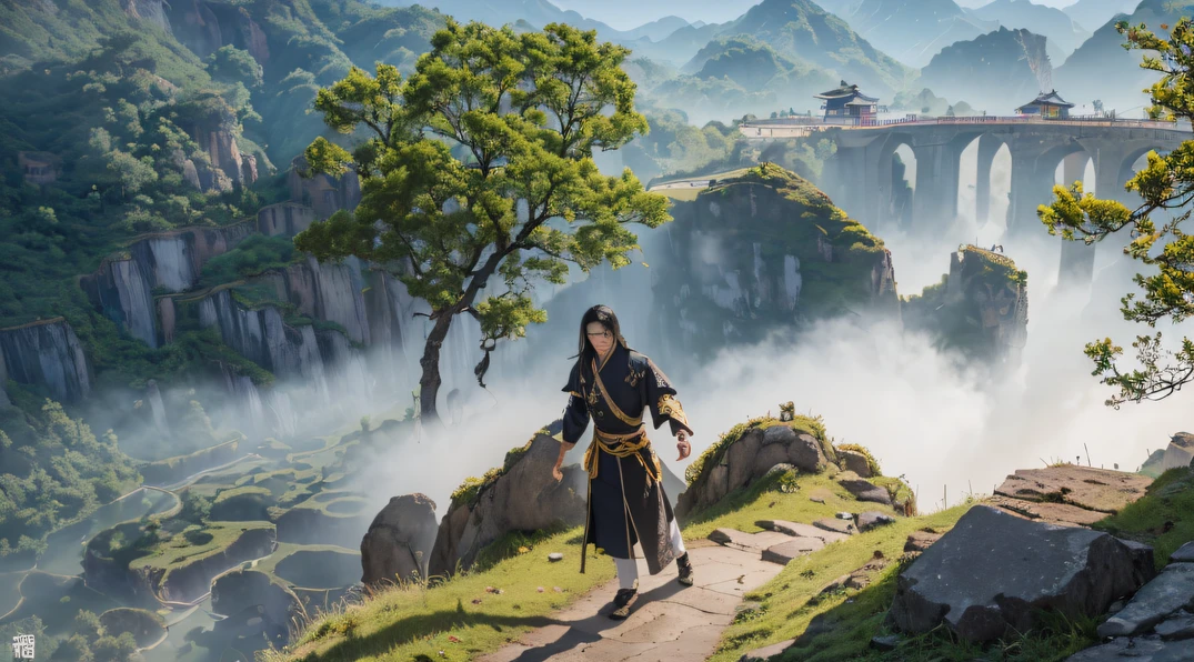 ((ultra real detailed.) (Masterpiece, Top quality, Best quality, offcial art, Beauty and aesthetics: 1.2), Very detailed, Colorful, Most detailed, branches, Buildings, barbed wire, Fallen leaves, fences, Long hair, En plein air, petals, landscape, rain, Green trees, sky, street, A real flight into the fairy world, Chance encounter with Liu Hanshu, He saw in him his former self, It was decided to take him as an apprentice, Teach him how to protect himself, But because of the Tibetan star map, He established relationships with the Liu family and the Jade Sword Sect, It opens with the death of Liu Hanshu, Qin Yu embarked on the road of confrontation with a strong enemy, Working hard, Make yourself stronger, Stick to your own core path of justice, I also want to protect the people I care about, The three brothers took off, And embarked on a long journey to find a good brother, Qin Yu, Where are Xiao Hei and Hou Fei(dense fog)Climb the streets(Doomsday Stream)eyes filled with angry,He clenched his fists,Rush up,Deliver a fatal blow to your opponent,full bodyesbian,Full Body Male Mage 32K(Masterpiece Canyon Ultra HD)Long flowing black hair,Campsite size,zydink, The wounded lined up in the streets(canyons)Climb the streets, The scene of the explosion(canyons), (Linen batik scarf), Angry fighting stance, looking at the ground, Batik linen bandana, Chinese python pattern long-sleeved garment, canyons(Abstract propylene splash:1.2), Dark clouds lightning background,Sprinkle with gold dust(realisticlying:1.4),Black color hair,Flour fluttering,rainbow background, A high resolution, the detail, RAW photogr, Sharp Re, Nikon D850 Film Stock Photo by Jefferies Lee 4 Kodak Portra 400 Camera F1.6 shots, Rich colors, ultra-realistic vivid textures, Dramatic lighting, Unreal Engine Art Station Trend, cinestir 800,Flowing black hair,(((Jungle Canyon)))The wounded lined up in the streets(vale)Climb the streets,Movie master real-time image quality