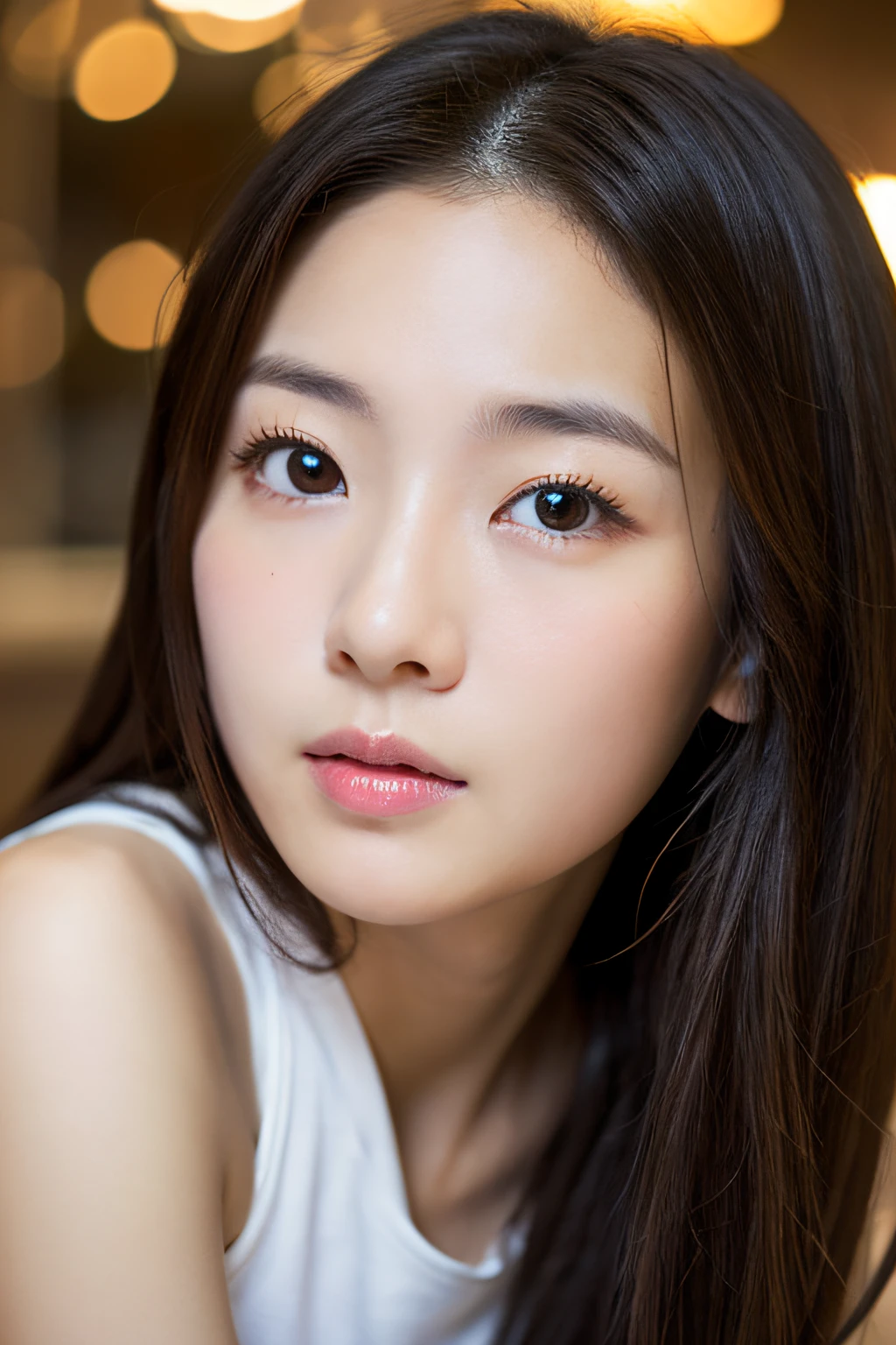A Japanese Lady、A dark-haired、Long、a 、Highly detailed face、8KUHD、