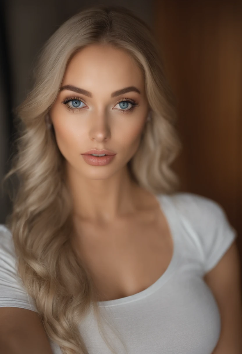 Woman with matching tank top and panties, Sexy girl with blue eyes, portrait sophie mudd, portrait corinna kopf, blonde hair and large eyes, Selfie einer jungen Frau, Augen im club Violet Myers, ohne Make-up, Natural makeup, Blick direkt in die Kamera, Gesicht mit Artgram, dezentes Make-up, Stunning full body shot, im Schlafzimmer, Spaltung