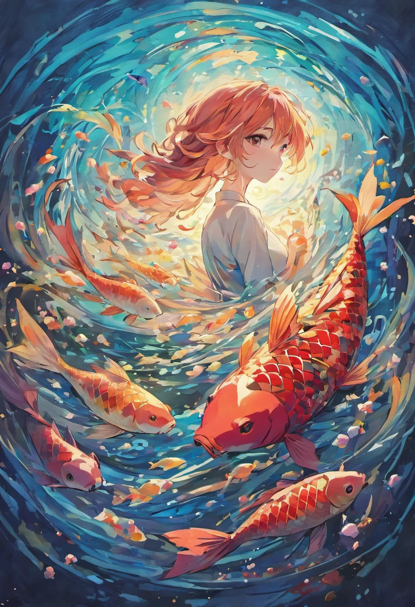 (Silhouette of a koi,9 fish,Colorful camellias),White background,(paper art, Quilted paper art:1.2, geomerty:1.1, zentangle,a 3D render), (Extremely colorful, Best quality, high detal, Masterpiece, Cinematic lighting, 4K)(Colorful carp),White background,(paper art, Quilted paper art:1.2, geomerty:1.1, zentangle,a 3D render), (Extremely colorful, Best quality, high detal, Masterpiece, Cinematic lighting, 4K) hand-drawn effect,Round waves,9 fish,Fish leap over the dragon gate