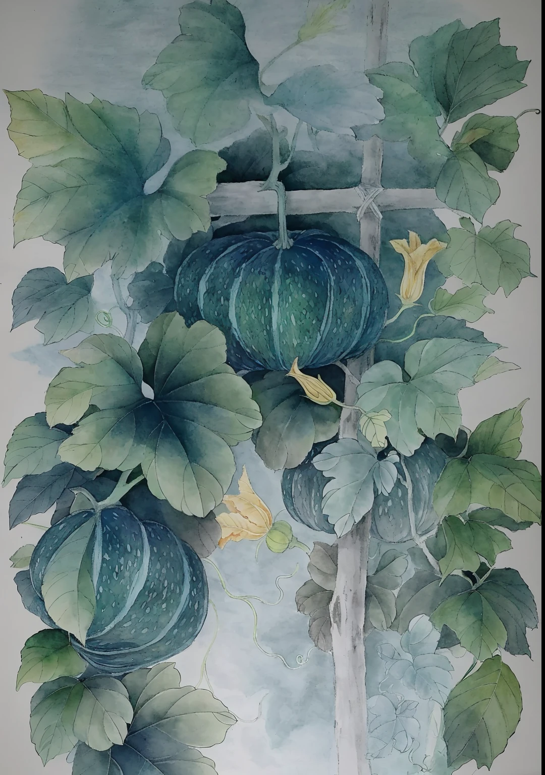 Draw a pumpkin plant,Green leaves and blue pumpkin, author:Miu Komatsu, author:Central Plains South Tianfang, author:Li Kelan, author:Kawai Tamamichi, author:Kishiganku, author:Xu Xi, author:Kikukawa Sakaeyama, author:Yuko Tatoshima