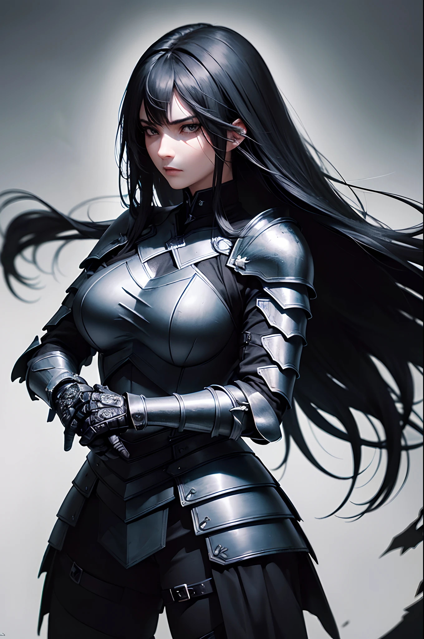 Black kitsune with sword and armor