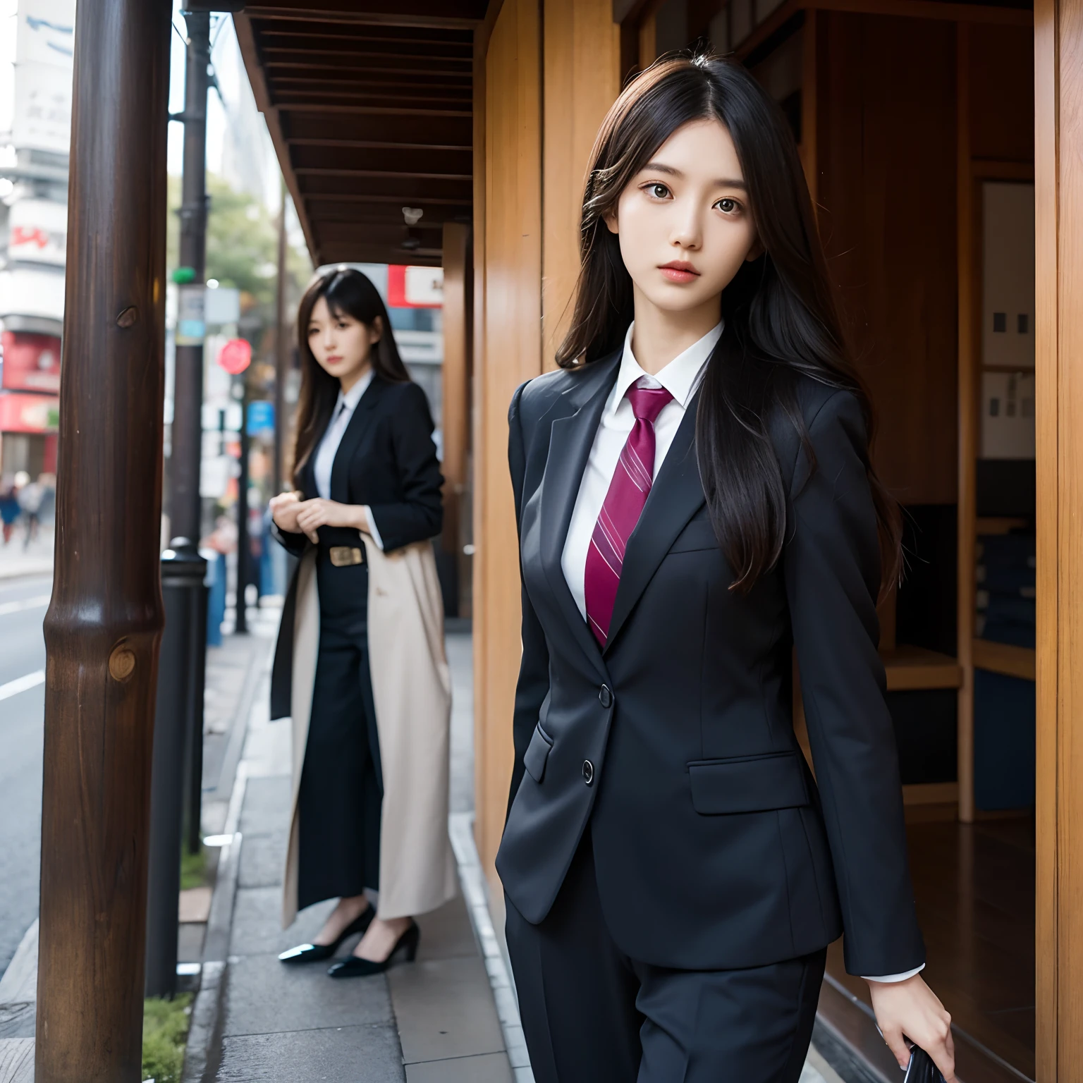 Long hair, woman, suit, Slender, 25 years old, Japan person