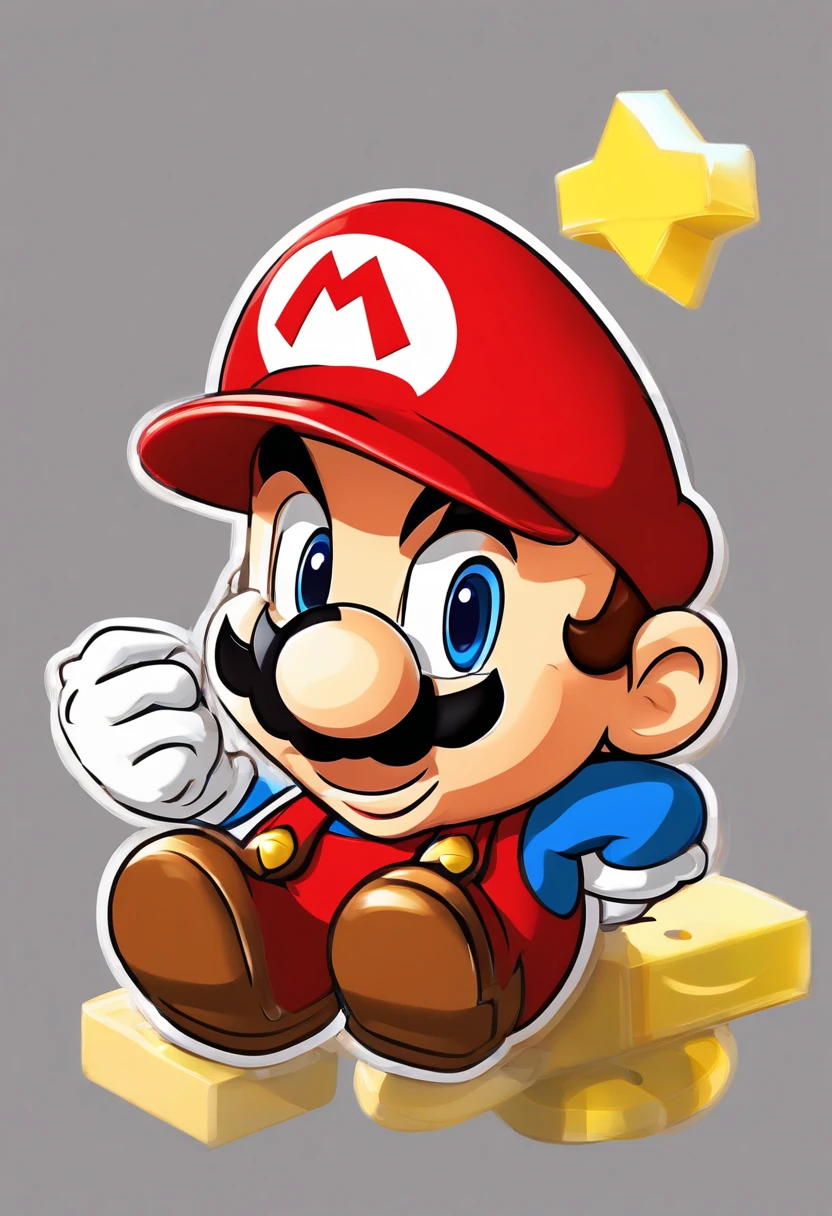 (Mario), design de personagens, Nintendo Super Mario, (olhos azuis, red hat, terno vermelho, blue suspenders, luvas brancas, )super bonito estilo caixa cega, Chibi, corpo inteiro, exaggerated expressions and actions, fundo limpo, Destaques iridescentes brilhantes, studio lighting, Atmospheric Illumination, com textura requintada, High detail, high resolution, c4d, ..3d, lendo a biblia, 8k, best quality, Ultra High Definition