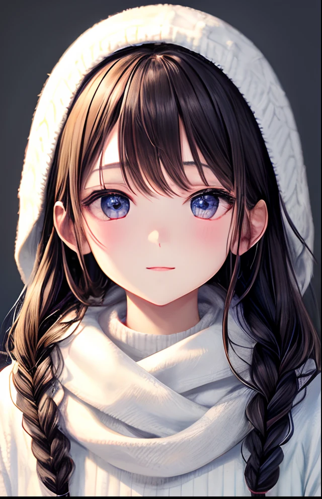 girl with、Braids、No background、without background、Background through、Winding muffler、muffler、kawaii、Sareme