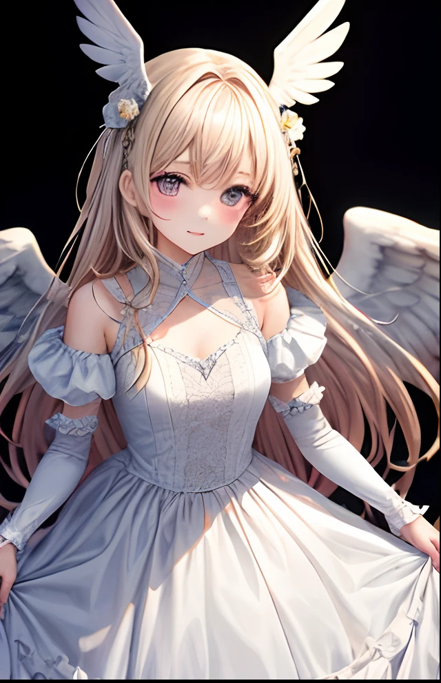 girl with、No background、without background、Background through、angelicales、blanche、kawaii、Wearing a dress、pluma