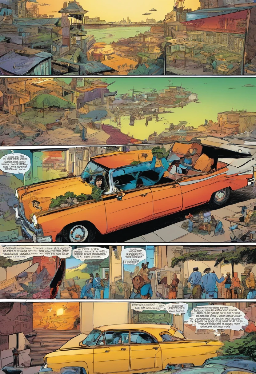 American comics, the comic story is presented in multiple irregular panels with color.  The style is exaggerated and detailed