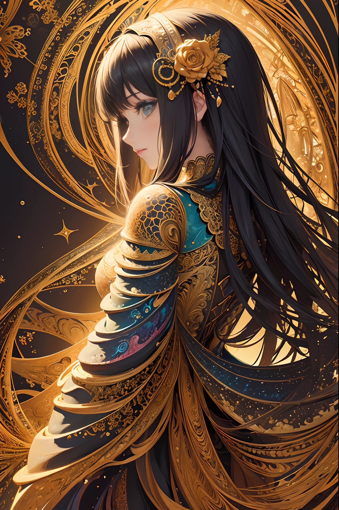 (masterpiece, top quality, best quality, official art, beautiful and aesthetic:1.3), (1girl:1.3), extreme detailed,(fractal art:1.3),colorful