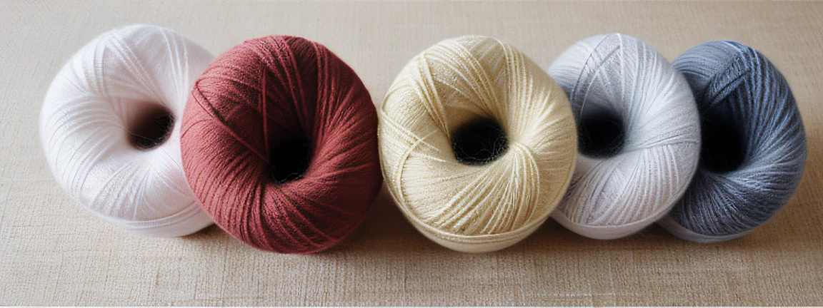 Expressing the beautiful world of high-quality yarn and fiber、Generate Silky Spin Fiber Brand Photos。The photo is、Simple and polished background、It should complement the silky texture and impression of quality。