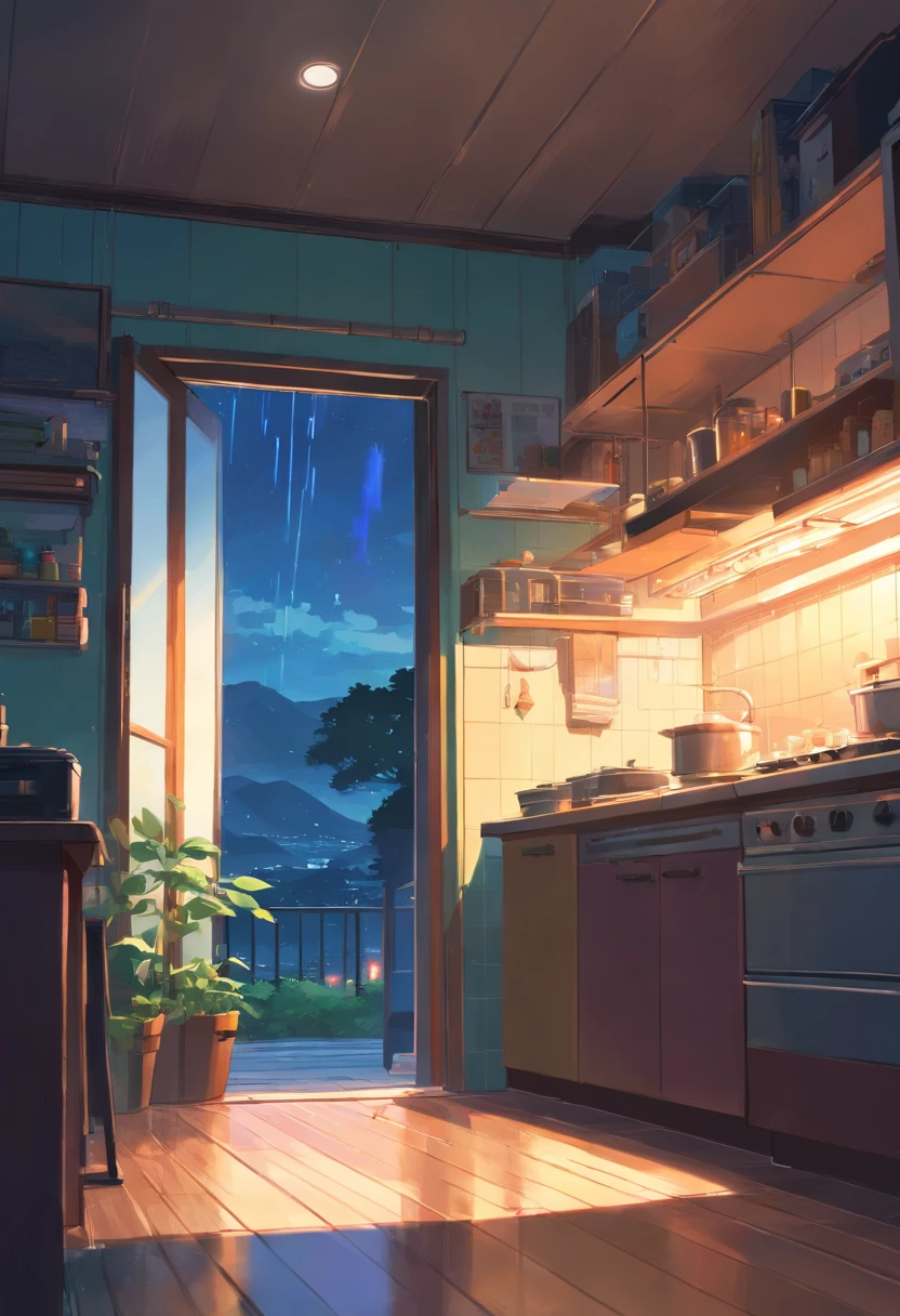 Inside the house,The closed windows were blown open by the wind,Eerie light,Dark night,high high quality,fog atmosphere,(Chinese folk suspense supernatural comic book style),High detail, Sharp focus, Dramatic,Midway and the art of painting by Greg Rutkovsky, Bokeh on the background