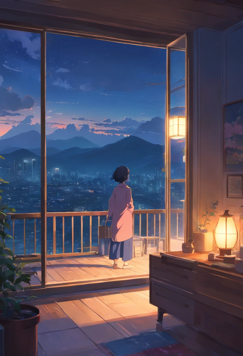 Inside the house，The closed windows were blown open by the wind，Eerie light，Dark night，high high quality，fog atmosphere，(Chinese folk suspense supernatural comic book style),High detail, Sharp focus, Dramatic，Midway and the art of painting by Greg Rutkovsky, Bokeh on the background