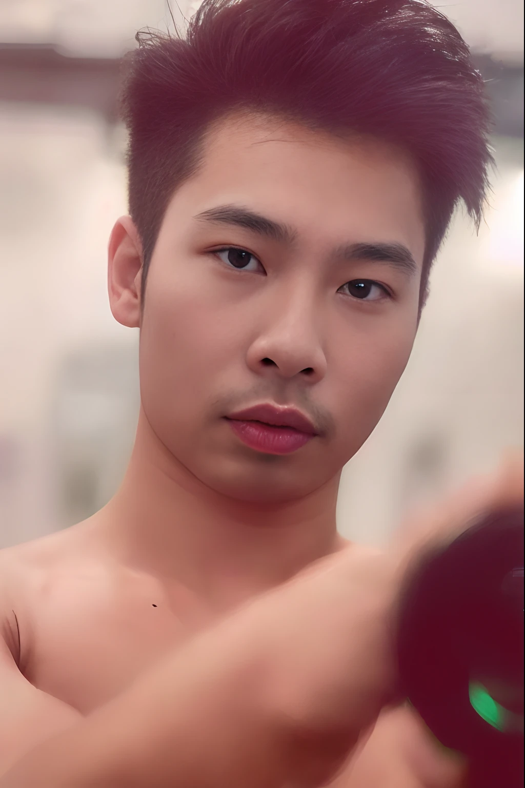 masterpiece, ultra quality, high resolution, 8k, intricate: 1.2), (detailed face:1.2), handsome, Young Korean man ,white skin, double eyelids , detailed skin, 1boy, ((realistic)), abs, good lighting quality, muscle veins, ((pale skin)),(8K, RAW photo, Highest quality),Realistic,frontage,Intricate details,opened mouth,Extremely detailed eyes and eyelasheuscular male,Manly,Exposing the pectoral muscleposing abs,white thong panties,,Soft lighting,Cinematic lighting,Portrait,Close-up,Lovingly,((good light quality)), 1boy, ahg, rolling eyes, mouth open and tongue out ,cowboy shot,, , saliva, solo, sweat, (drooling),((salivating))