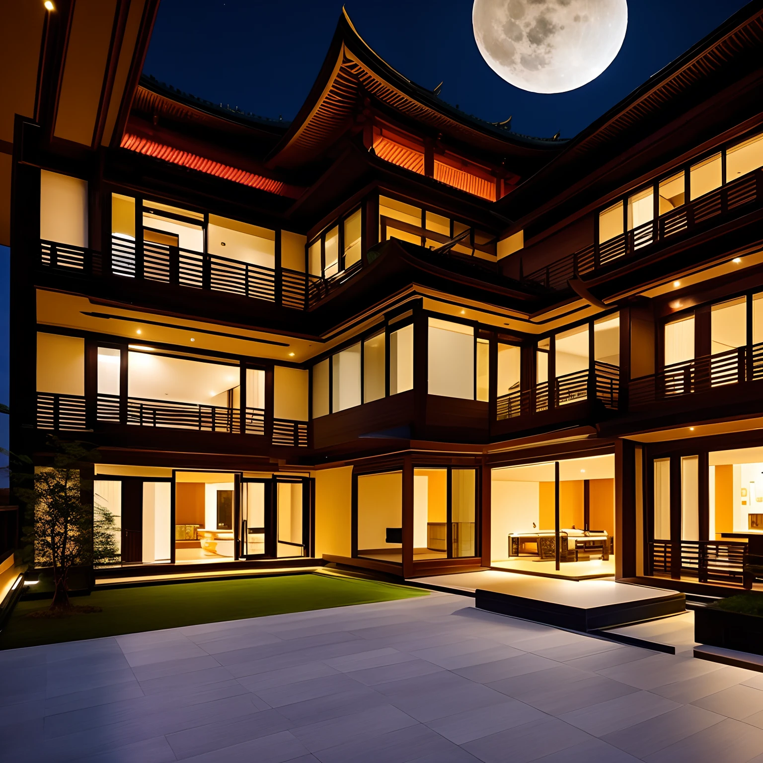 Full moon building,Kamimei,Asian flair
