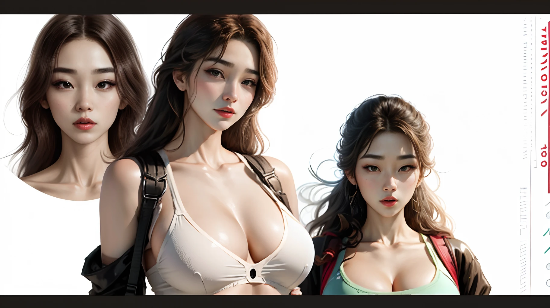 Women, big tits, korean face, , being