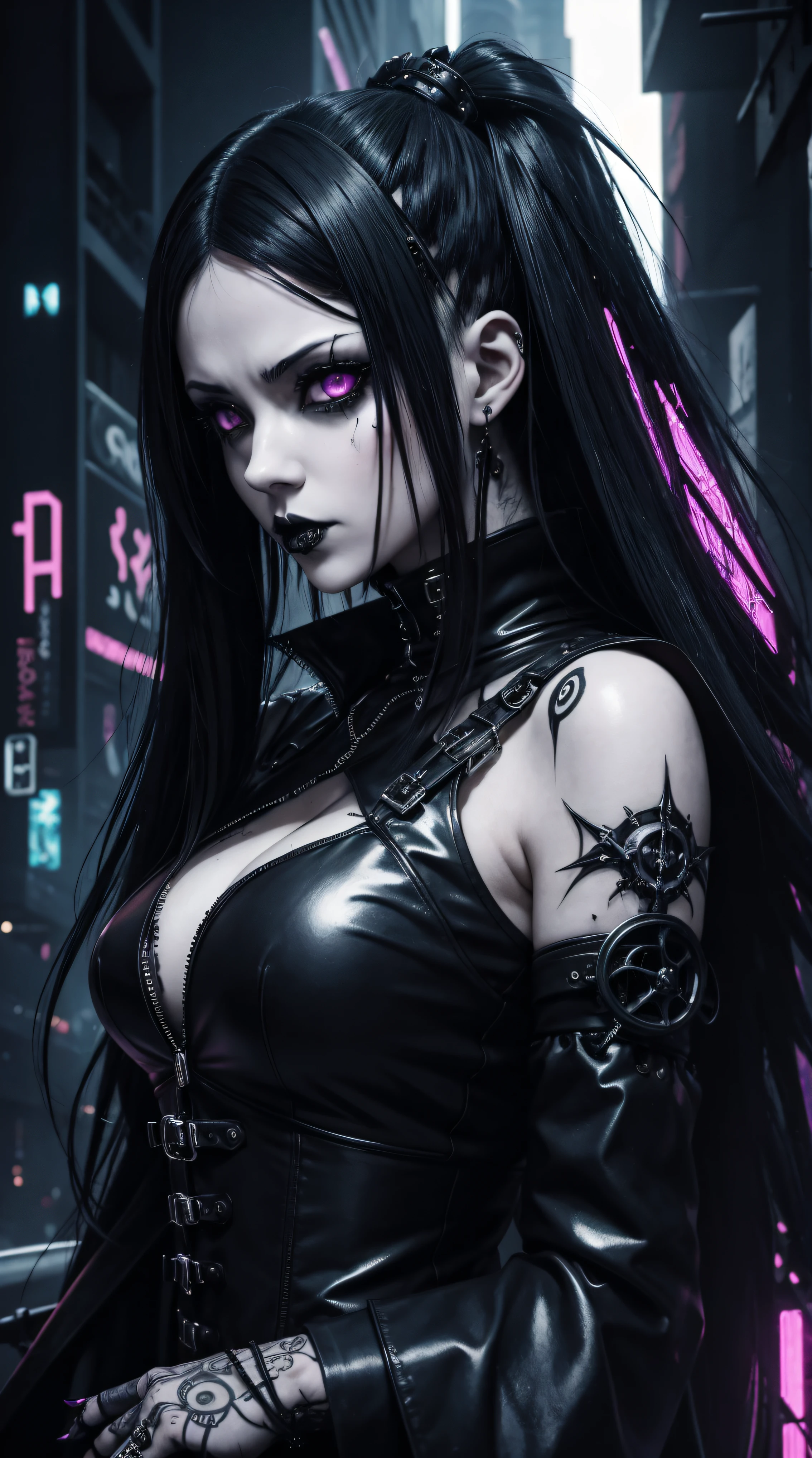 a close up of a person with a weird face and nails, gothic maiden anime girl, gothic - cyberpunk, cyberpunk horror style, gothic art style, detailed digital anime art, gothic art, demon anime girl, gothic girl face, anime style 4 k, dark art style, anime cyberpunk art, gothic aesthetic, 1 7 - - old me goth girl, gothic horror vibes