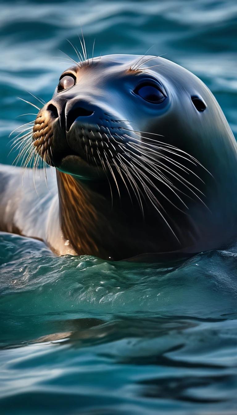 Seal in the sea, 8k, realistic