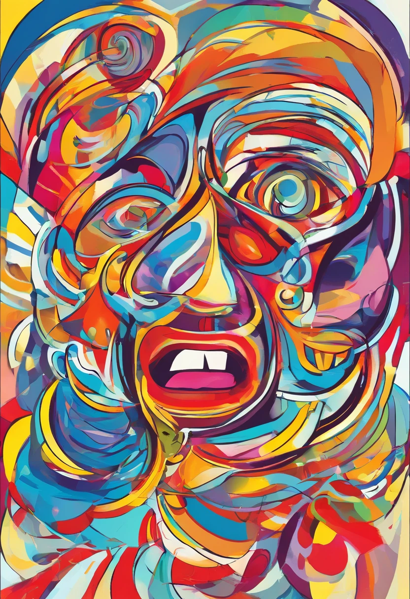 Facing the top right,Screaming face,The human,artistic,high-level image quality,8K,up of face,Spiritual world