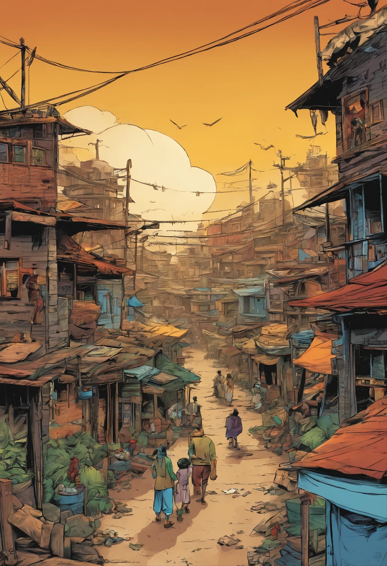 masterpiece, best quality, The slum city