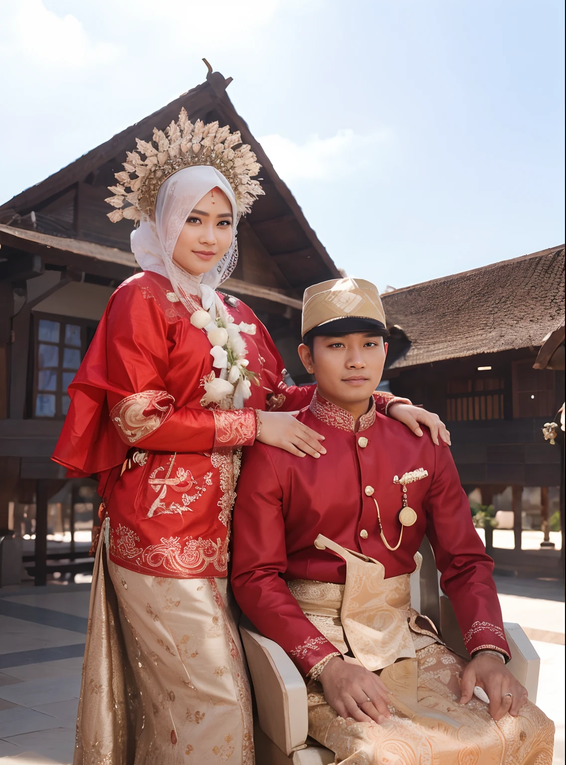 Couple Wedding tradisional Bugis,Ultra detail face , ultra detail eye,ultra detail eye, professional potret,8k