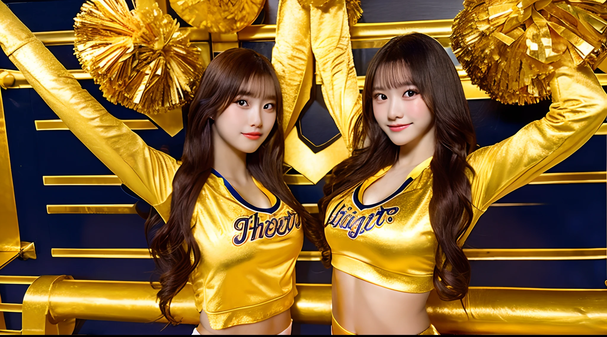 18-year-old cheerleader in a golden miniskirt(F Cup Breast)