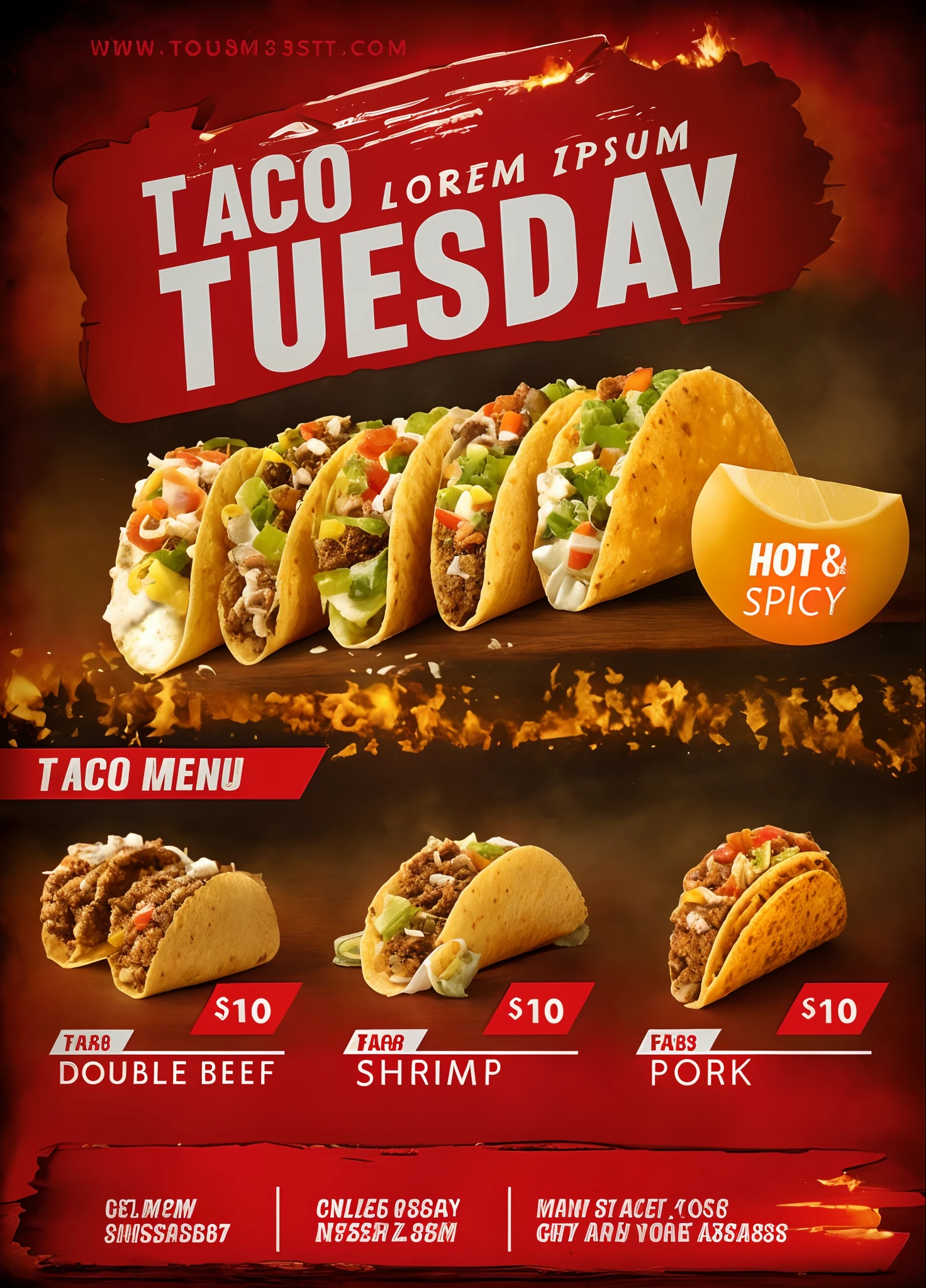 a close up of a poster with taco tuesday items, taco bell, in a taco bell, ❤🔥🍄🌪, taco, daily specials, tacos, 💣 💥💣 💥, food advertisement, 💣 💥, 3274589695, 1786560639, ultra realistic