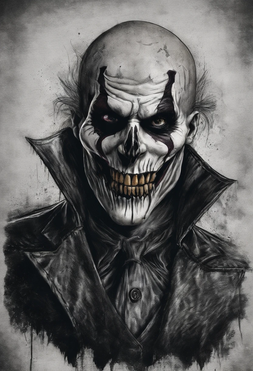 A sketch drawing of character skull joker, hyper-realistic, artistic, vivid colors