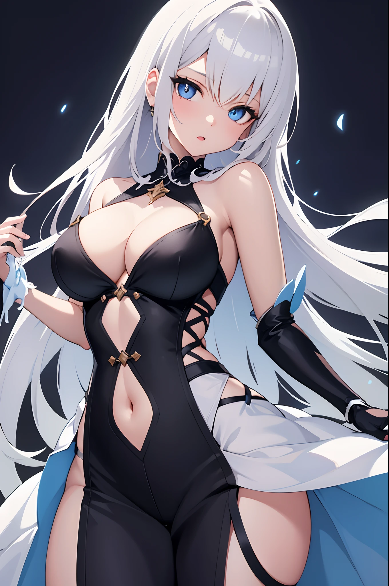 1girl, anime, cute girl, blank background, white background, fantasy, detailed dark fantasy dress with highlights, beautiful face, beautiful eyes, dark colors, medium breasts, slight cleavage, beautiful skin, cute, breast curtains, extremely delicate and beautiful, (beautiful detailed face:1.0), (detailed deep eyes), symmetrical breasts, deep eyes, shiny skin, portrait, slender waist, hips wider than shoulders, thighs, young girl