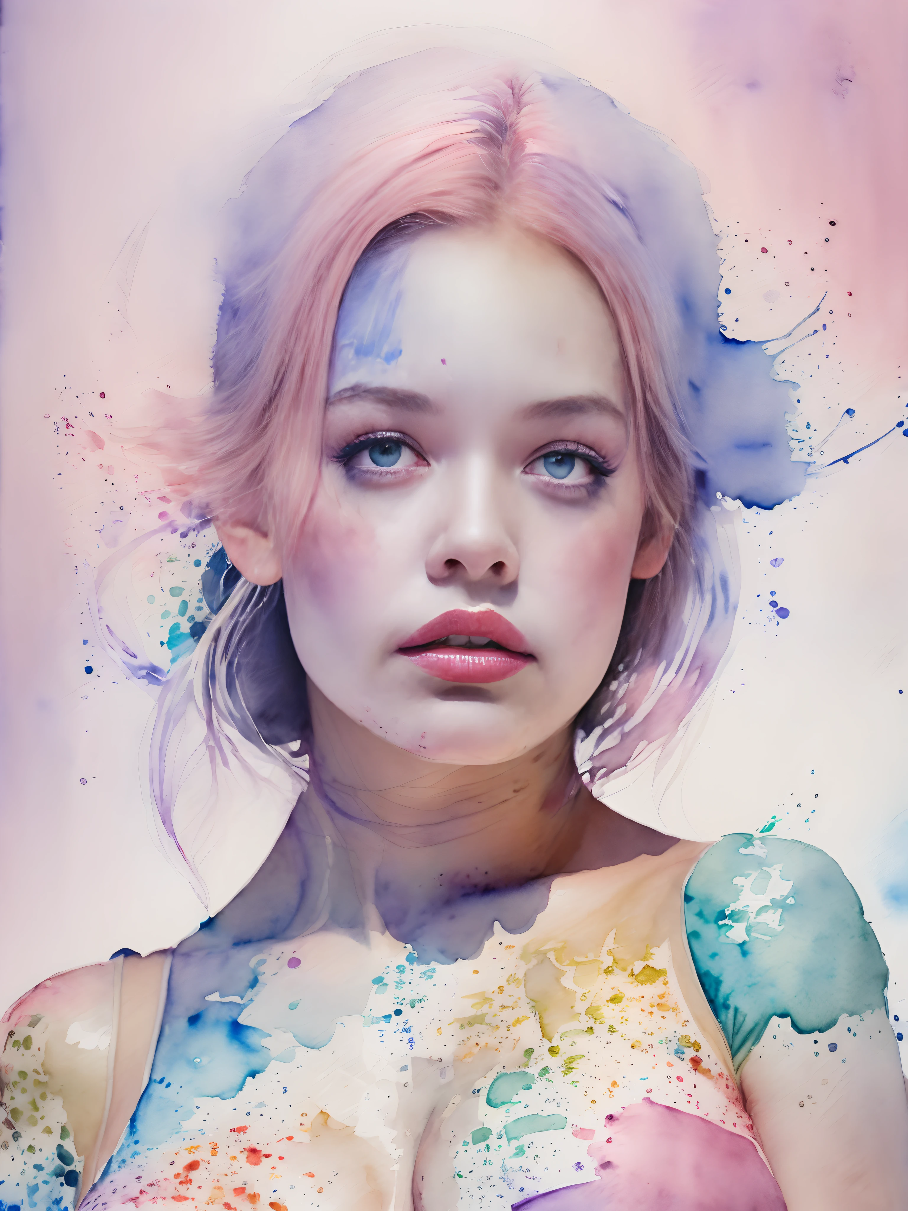 (watercolor paiting:1.ung Sensual Gravure Idol、beautiful girls face、Young cute gravure idol、奈良美智、Young Gravure Idol、If々Japan Girl、Close up of Rain Iwakura、Pull Shorthair、Photos taken with Sony A7R,undergarment:1.3,(huge-breasted:1.5),((Top image quality、8K、masuter piece、:1.3))、Super fine face、Ultra Fine Lips、Fine Eye、二重まぶた、(Hands raised)、(A sexy:1.2)、full body Esbian、Super fine face、Ultra-fine lips、Breakdown、二重まぶた:1.2(Photorealsitic、Raw photography、top-quality:1.4)、Al Eyes、beautidful eyes、(real looking skin)、Beautiful skin、The ultra -The high-definition、the golden ratio、(1 girl in)、