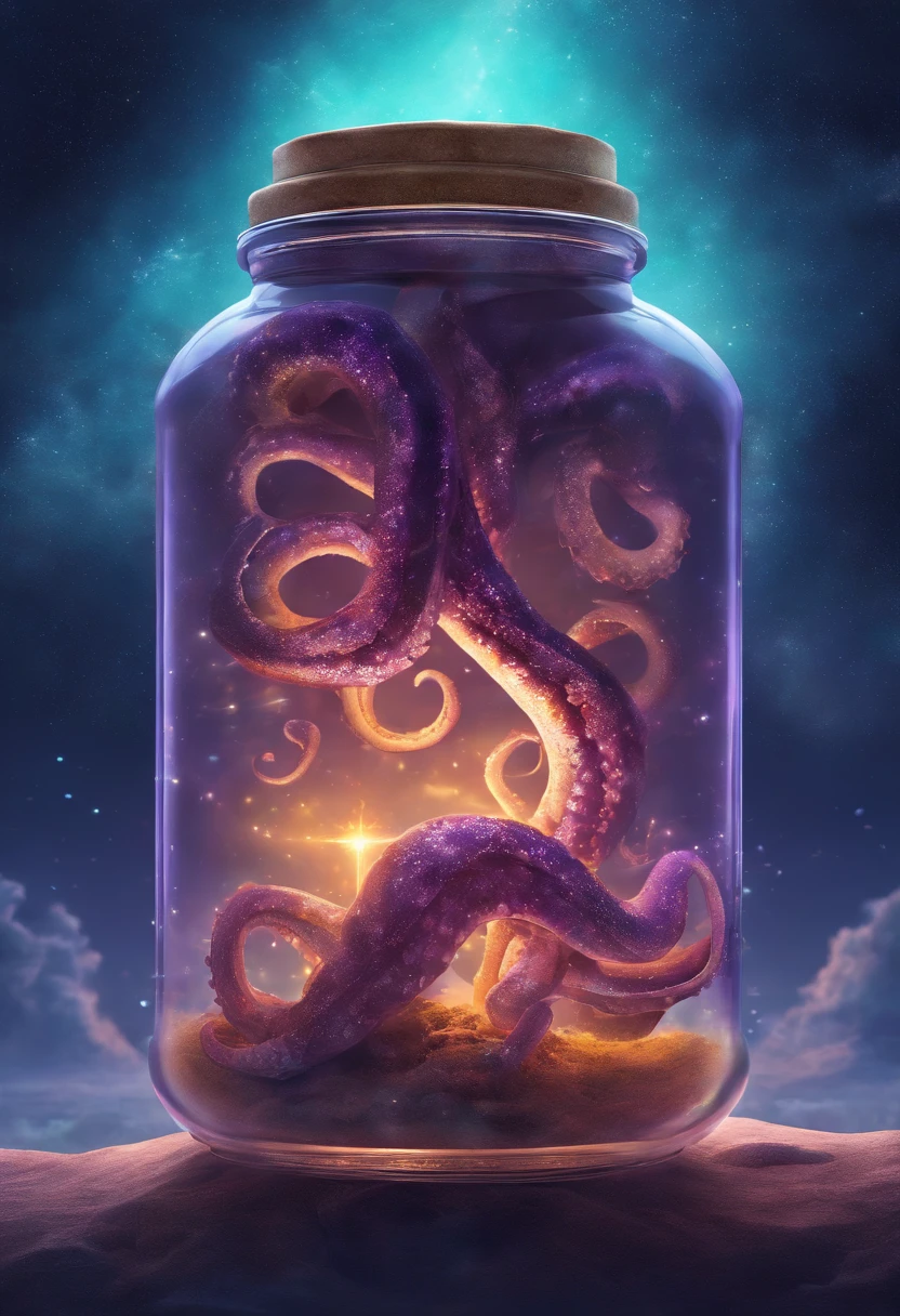 milky way environment, capricious, A small octopus in a magical dream jar, 8K, Vivid, Super Detalis | | | | | | |, colored lighting, Surreal photography, sportrait