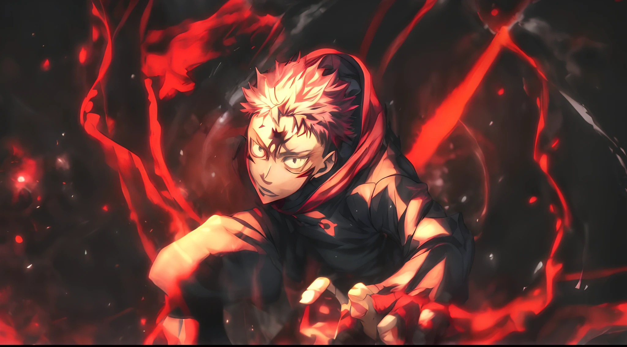 anime character with red hair and black outfit holding a knife, jujutsu kaisen, trigger anime artstyle, key anime art, advanced digital anime art ”, badass anime 8 k, nagito komaeda, akatsuki akira, demon slayer artstyle, best anime 4k konachan wallpaper, high quality fanart, anime wallaper, demon slayer rui fanart