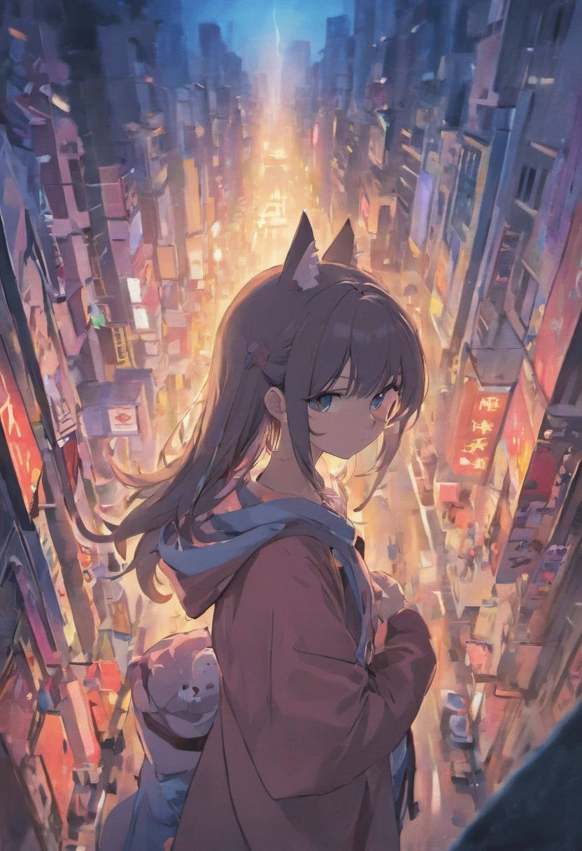 s girl、cat ear、Soft atmosphere、huge tit、A dark-haired