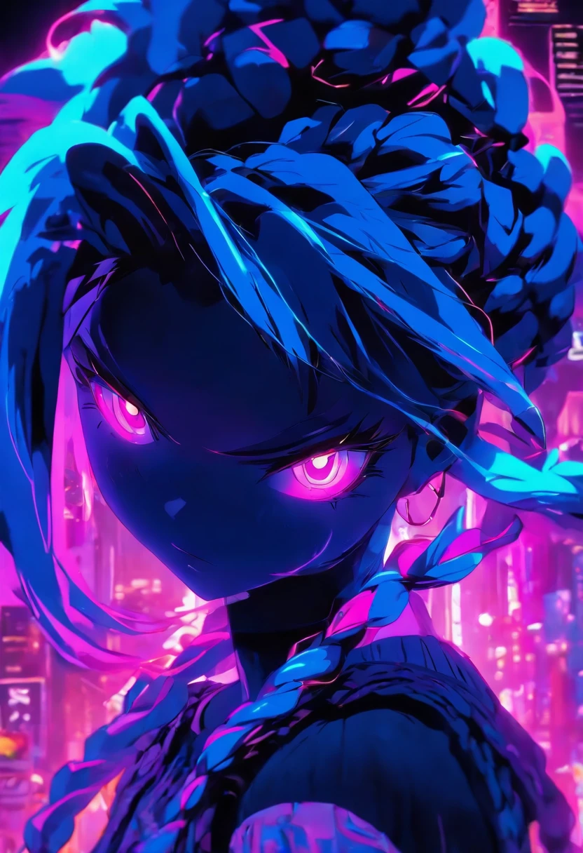 Anime Girl Shadow Fluoresente Hair Braid, Neon Blue Neon Purple Neon,jinkesi_quan jinkesi_lian high quality