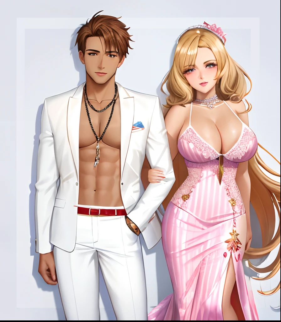 there is a man and woman standing next to each other, IMVU, Avatar do Second Life, pose de casal, Charli Bowater e Artgeem, ( ( Pele rosa ) ), por, Segunda vida, 🎀 🧟 🍓 🧚, ( Brown skin ), Pose de perfil glamouroso, ( ( pele escura ) ), Lovely couple,Woman with messy blond hair,homem sexy sarrado