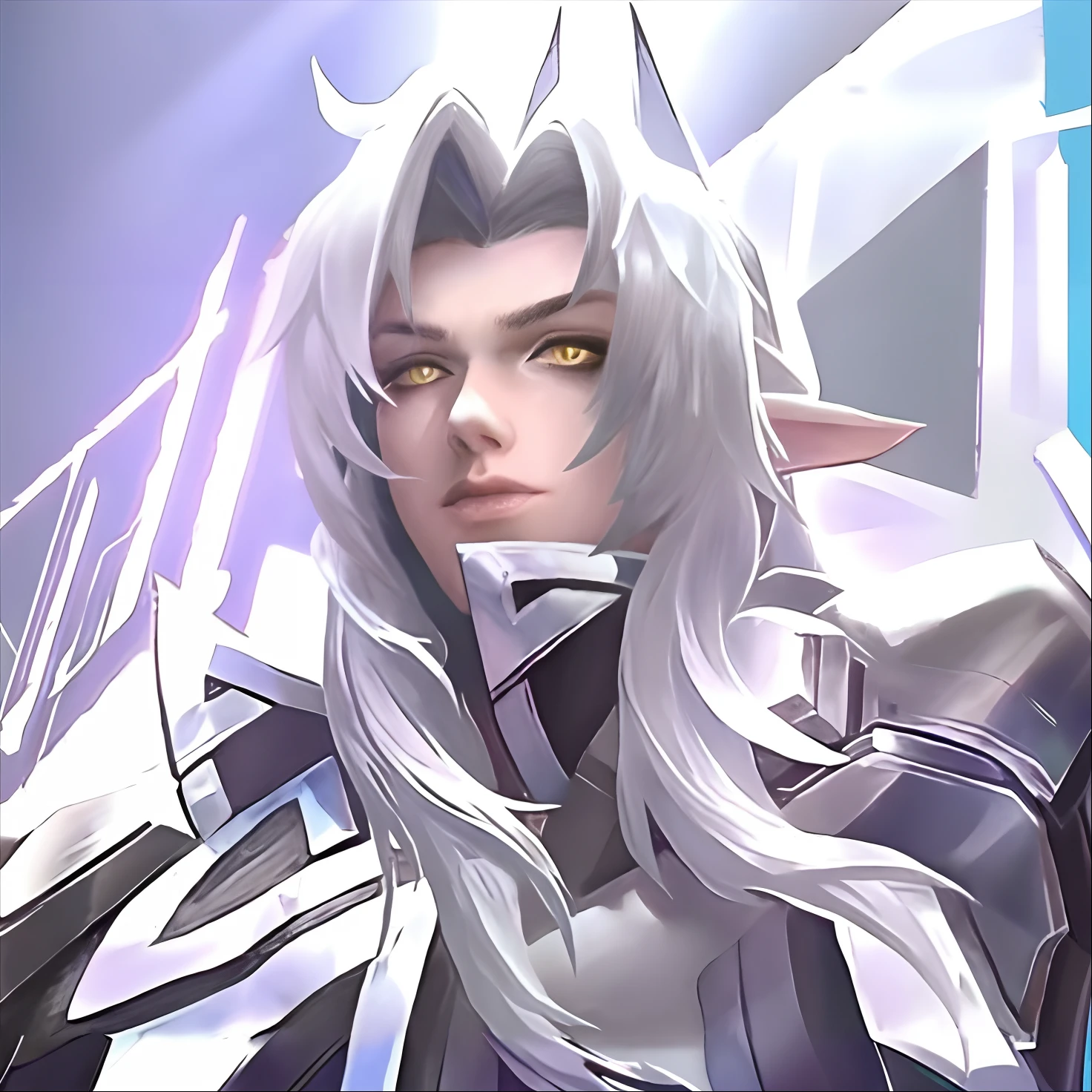 anime - style image of a men with long white hair and a white and black outfit, portrait knights of zodiac boy, heise jinyao, ashe, aion, sakimichan frank franzzeta, valentina remenar, keqing from genshin impact, white haired deity, knights of zodiac boy, portrait of male paladin, crisp clear rpg portrait, mobile legend, Estes, realistic