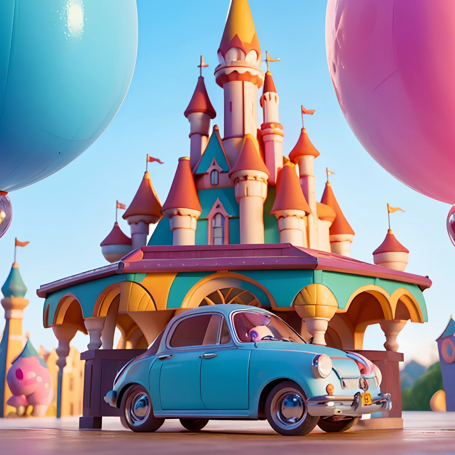 paisagem disney castelo princesa colores suaves estilo pixar