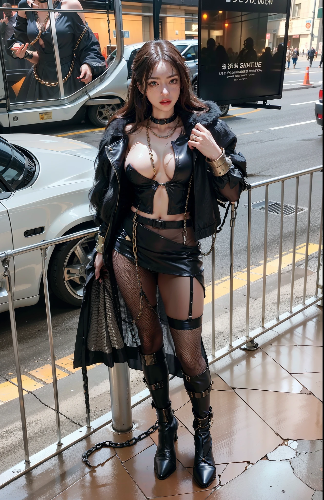 ,((Wearing a torn sheer costume of a superheroine)),(, No bra)), Wet crotch, Wet thighs, Beautiful girl with accentuated slender abs: 1.4, (((nipple tips protruding, areola is protruding, The shape of the pubic region is clearly visible)), sixpack abs: 1.4, Bust Botox, Photo, Sharpness, Unique 850 4, Koda850 k portrait camera, F1.6 shots, Ultra-realistic textures, Spectacular light textures, Cinestil 800 Fashion Mechanics, (futuristic sci-fi battle fashion: 1.1), (tied perfectly by chain), Restraint, Slaves, collars, ((wide prison with sunlight)), Dark fantasy, Realistic material details, extreme hight detail, Ultra-realistic materials ((Torn costume))), Wet, Cloudy, (Chained)), ((big emphasized by chains)), ((chains digging into crotch)), ( (Collar)), (, No bra), shredded costumes, broken golden shields and battle spears,, White combat gloves, Combat shoulder armor, Blood splattered on the face, Blood splattered, Realistic, (Bruises, Dirty, ripped clothing, skimpy clothing, Blood: 1.3), Torn Cape, Torn pantyhose, Long legs, ((iron pipe in the crotch)), Metallic shackles and fetters, ((chains hung from heaven)), Wet crotch is clearly visible, Swarovski's sword and the anatomy beneath his feet, (futuristic sci-fi battle fashion, Torn mesh stockings),Finger repair