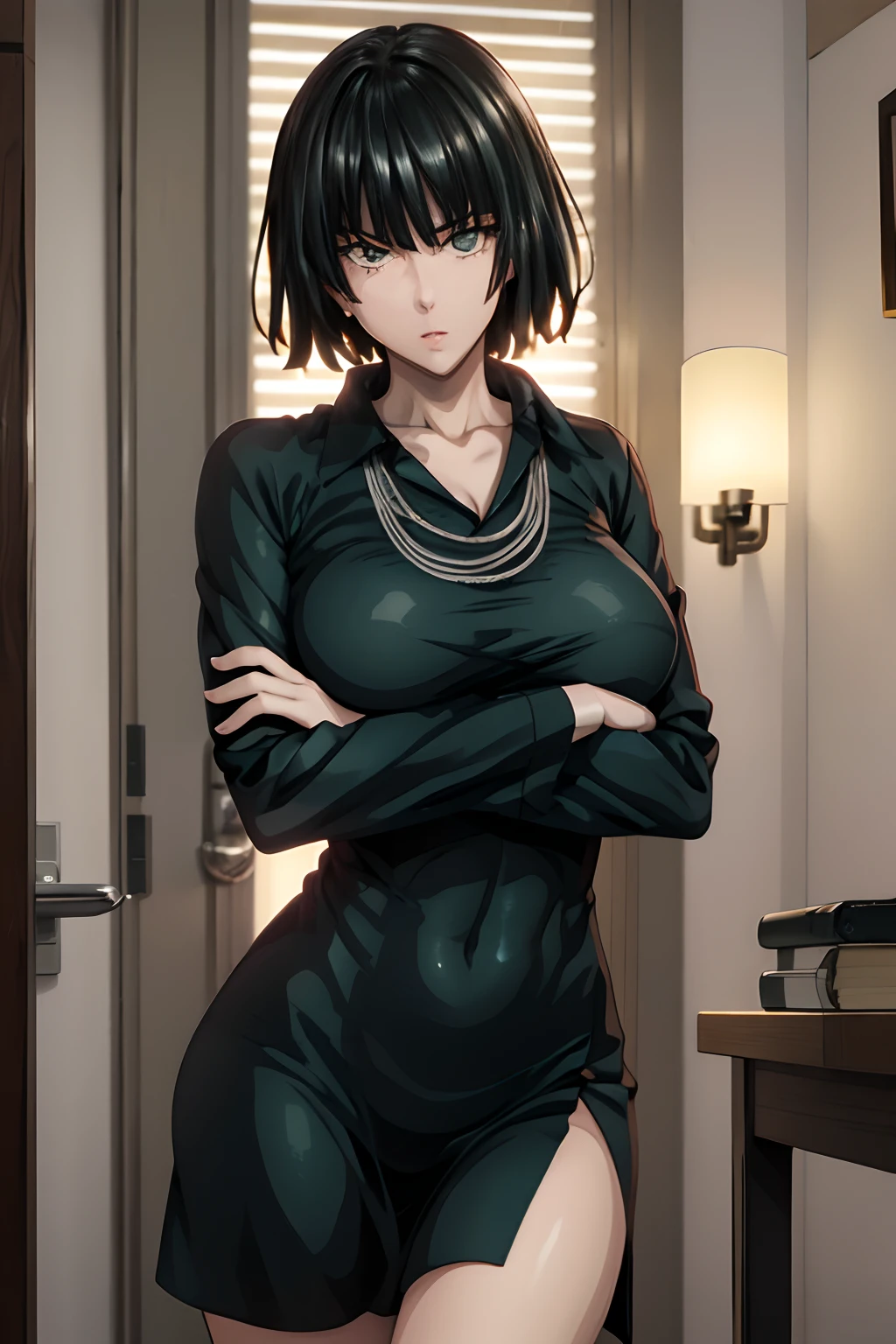 Fubuki desnuda, mirando hacia arriba, mirando al espectador, recostada en suelo, room, fogata de fondo, fogata, completamente desnuda, pose sexy